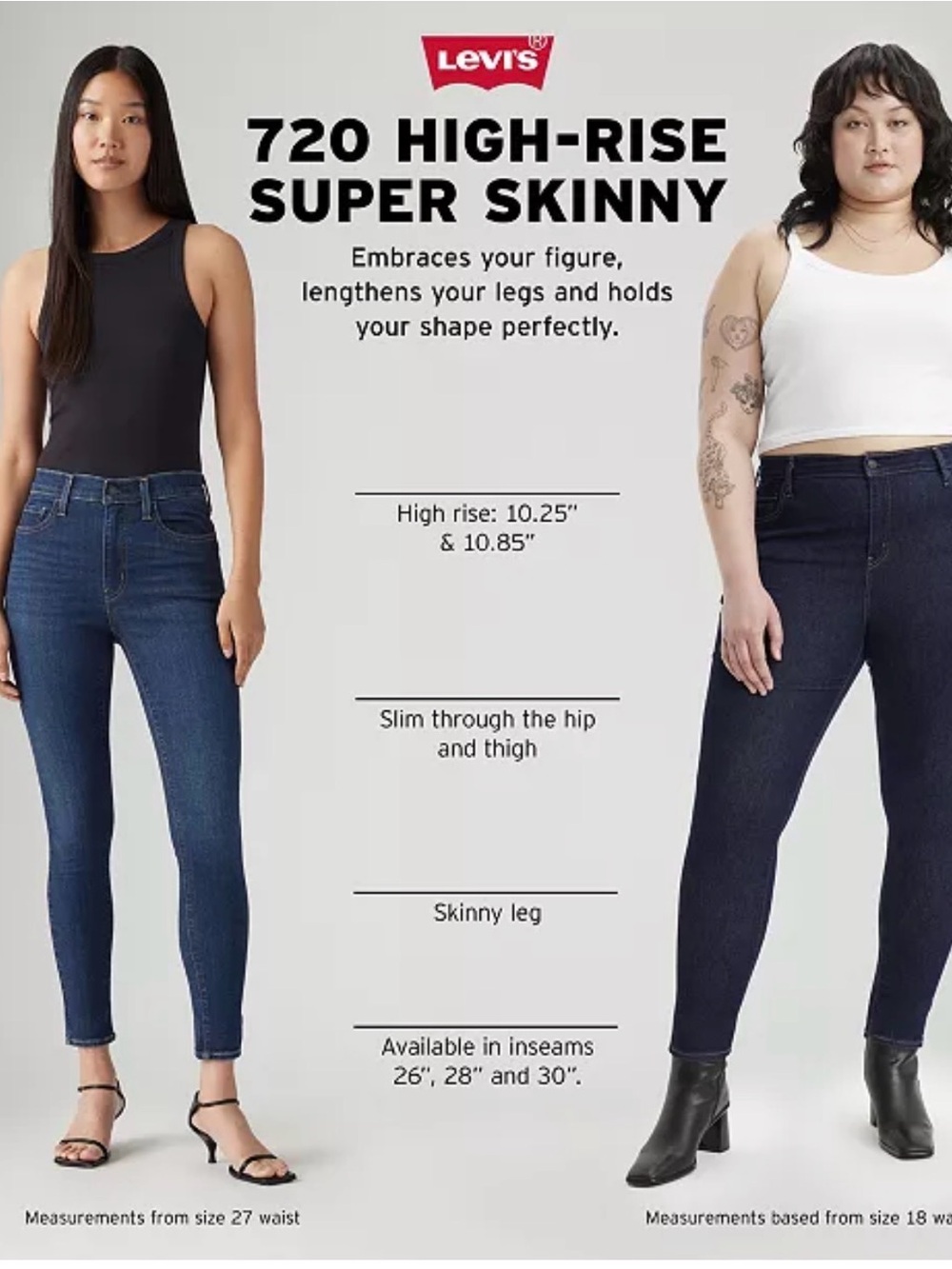 Levi's 720 High Rise Super Skinny Jeans - Dark Indigo